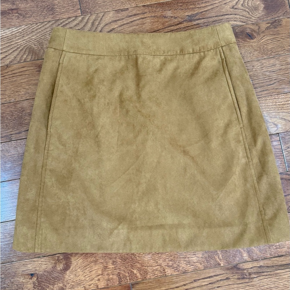 J Crew Suede A-Line Mini Skirt in Mustard